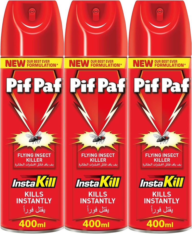 Pif Paf Mosquito & Fly Killer Spray - 400 ml x 3 - Image 1